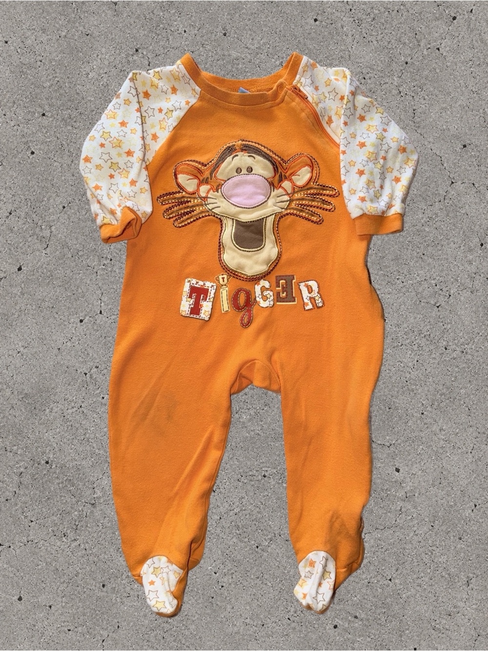 Y2K Disney Tigger Baby Sleeper | Winnie the Pooh Orange Footed Pajamas | 2000s